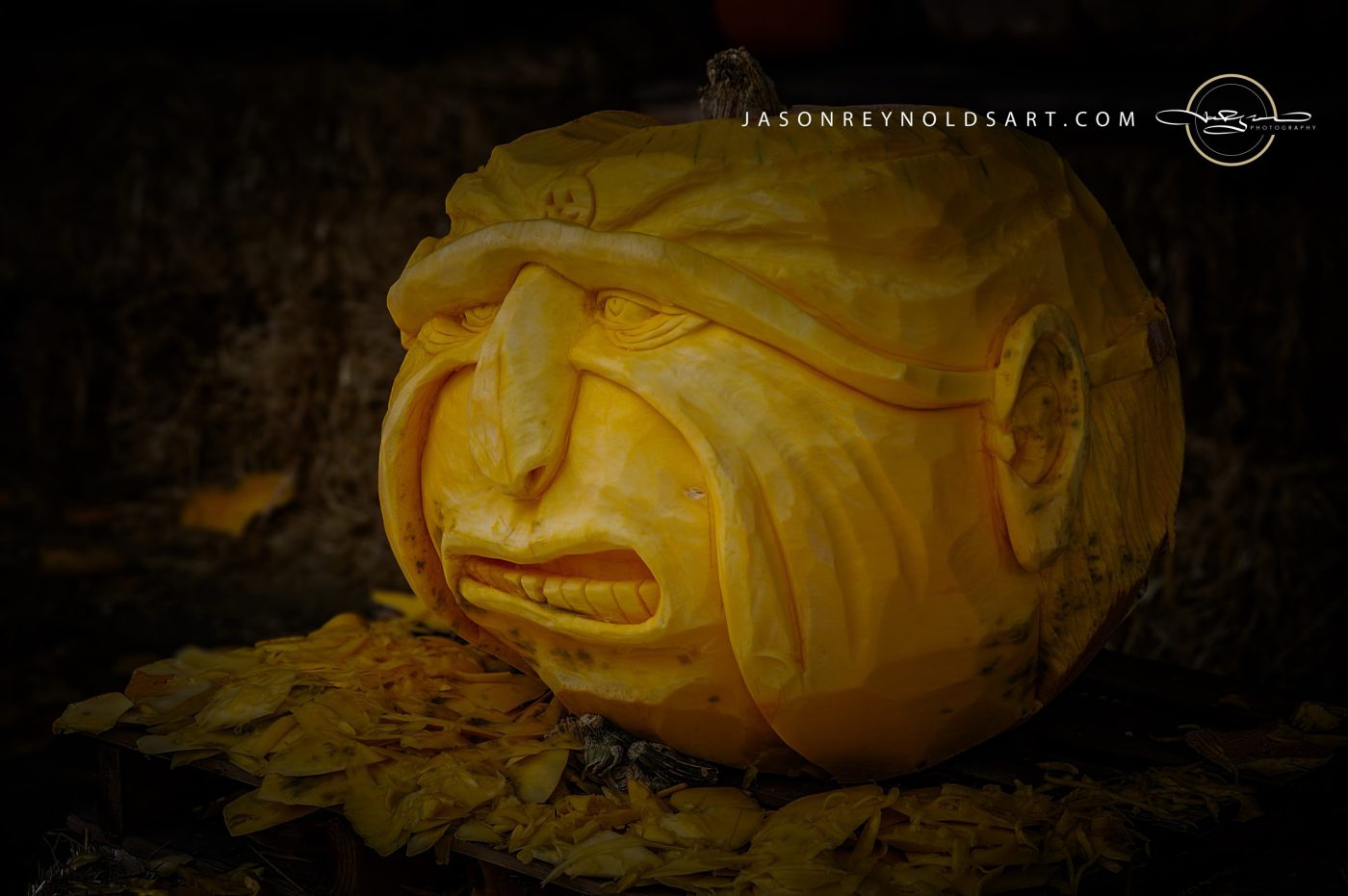 Carved Pumpkin Head Sculpture