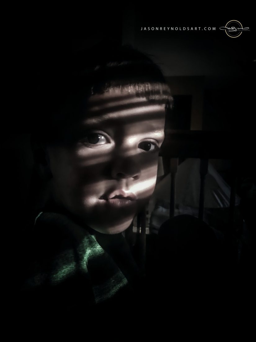 Child in Striped Blind Light