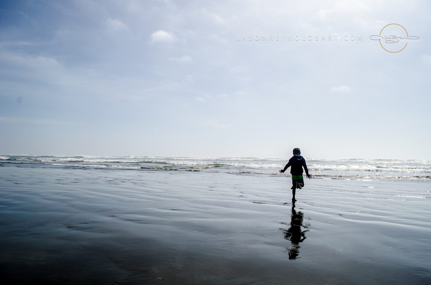 Child Running on Grayland Beach