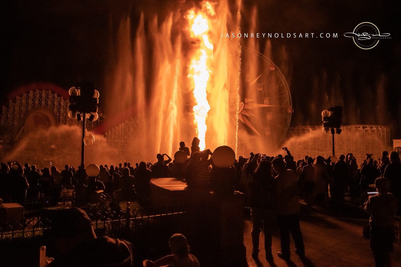 Disney California Adventure Night Fountain Show — Fire and Silhouettes