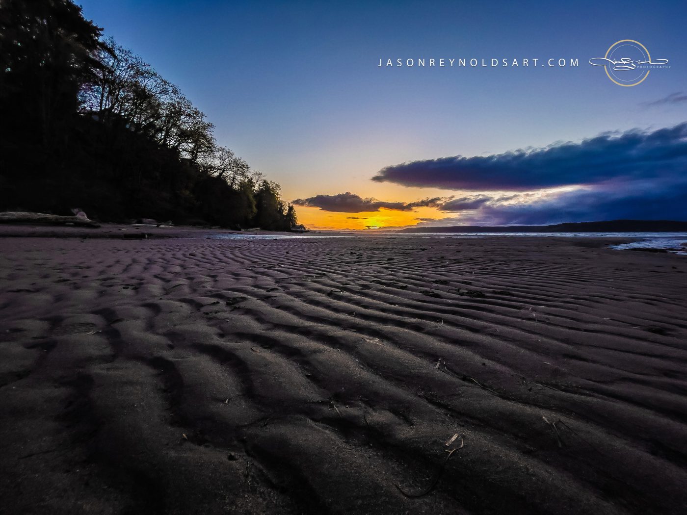 Federal Way Beach Low-Tide Ripples and Sunset