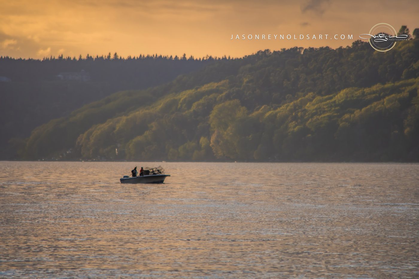 Federal Way — Fishing Boat on Calm Water in Golden Light