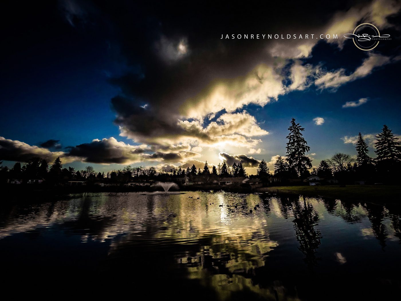 Federal Way Twin Lakes — Backlit Clouds and Lake Reflection