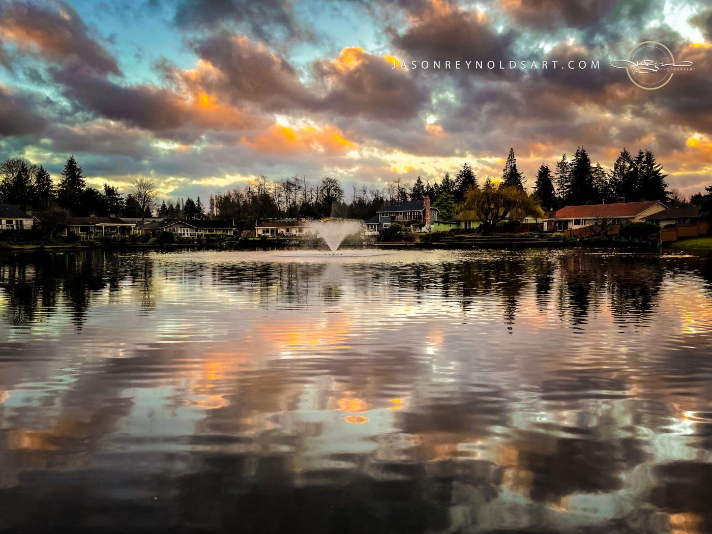 Federal Way — Twin Lakes Fountain and Reflective Sky