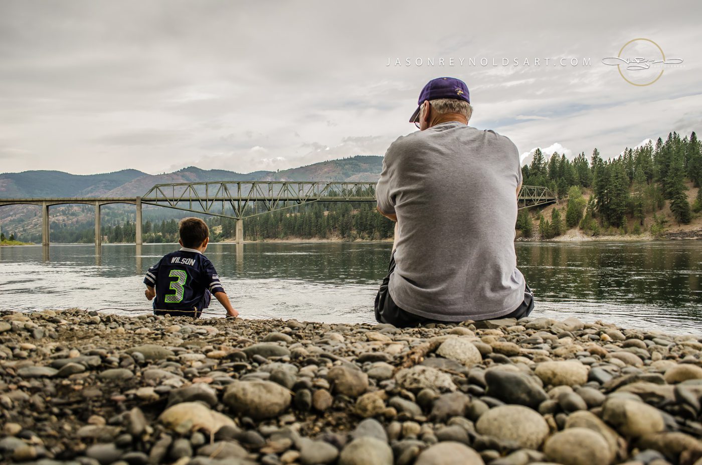 Grandfather and Grandson on Northport Riverbank