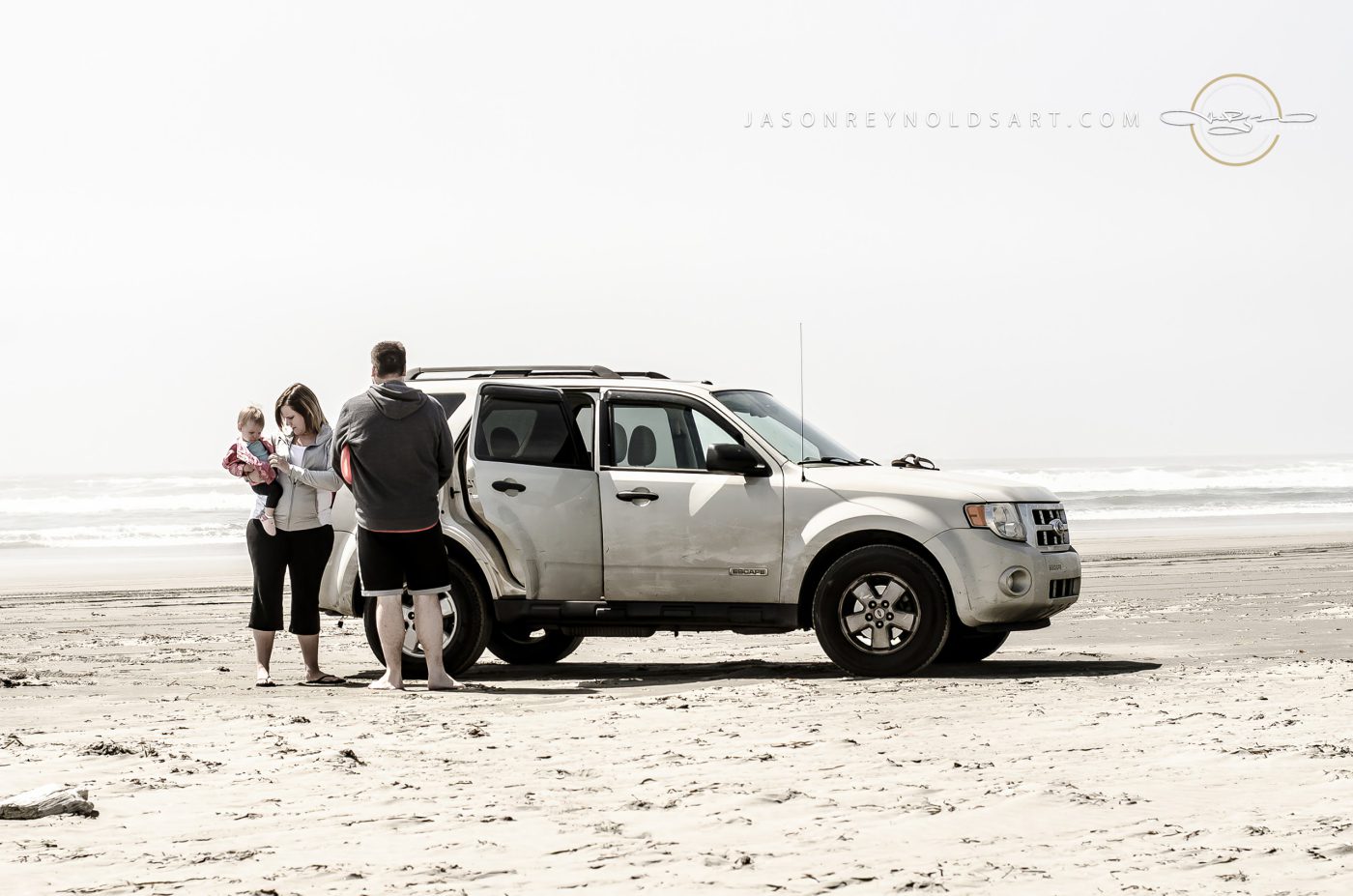 Grayland Beach Family with Parked SUV