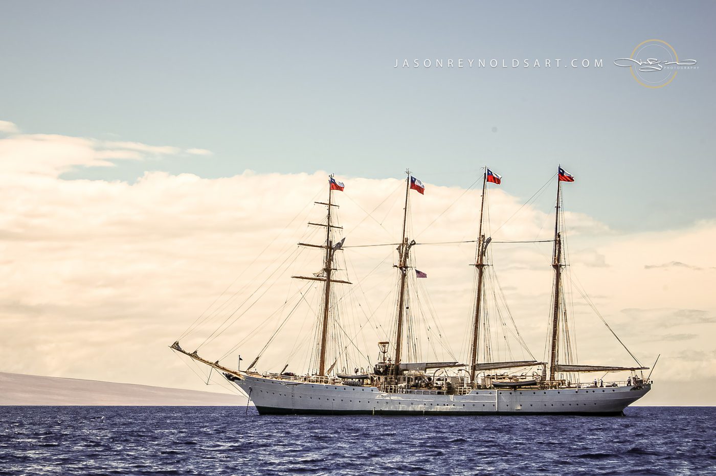Lahaina: Four-Masted Sailing Ship Offshore