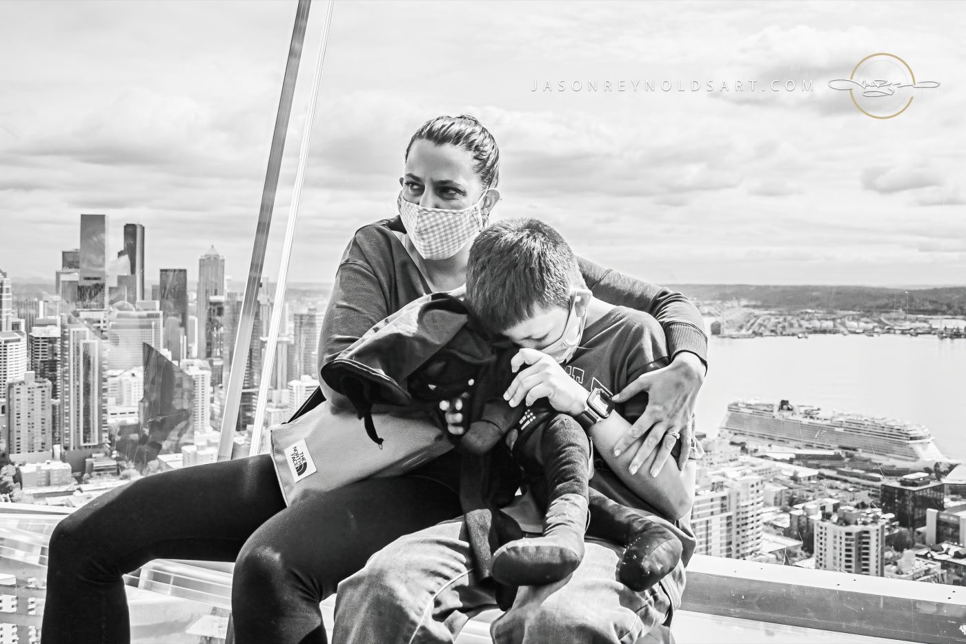 Mother and Child on Seattle Observation Deck (Space Needle View)