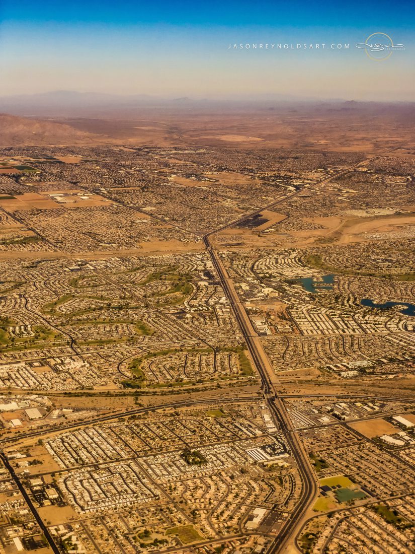 Peoria Aerial — Suburban Grids and Freeway Corridor