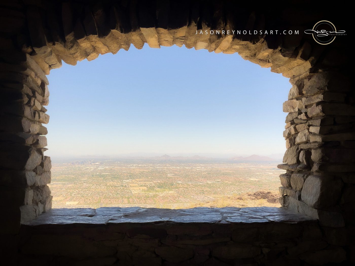 Phoenix Framed by South Mountain Stone Window