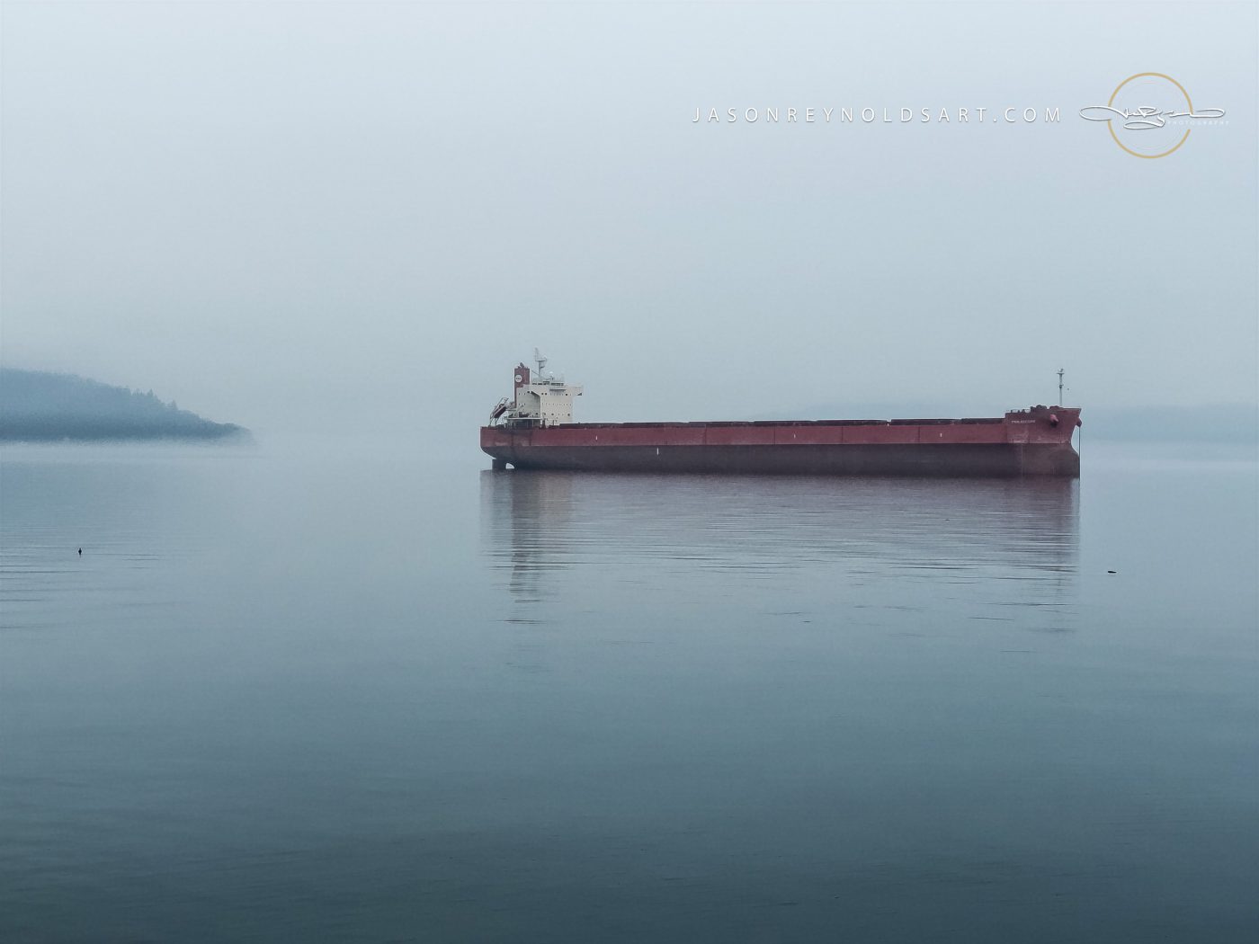 Red Bulk Carrier Off Tacoma