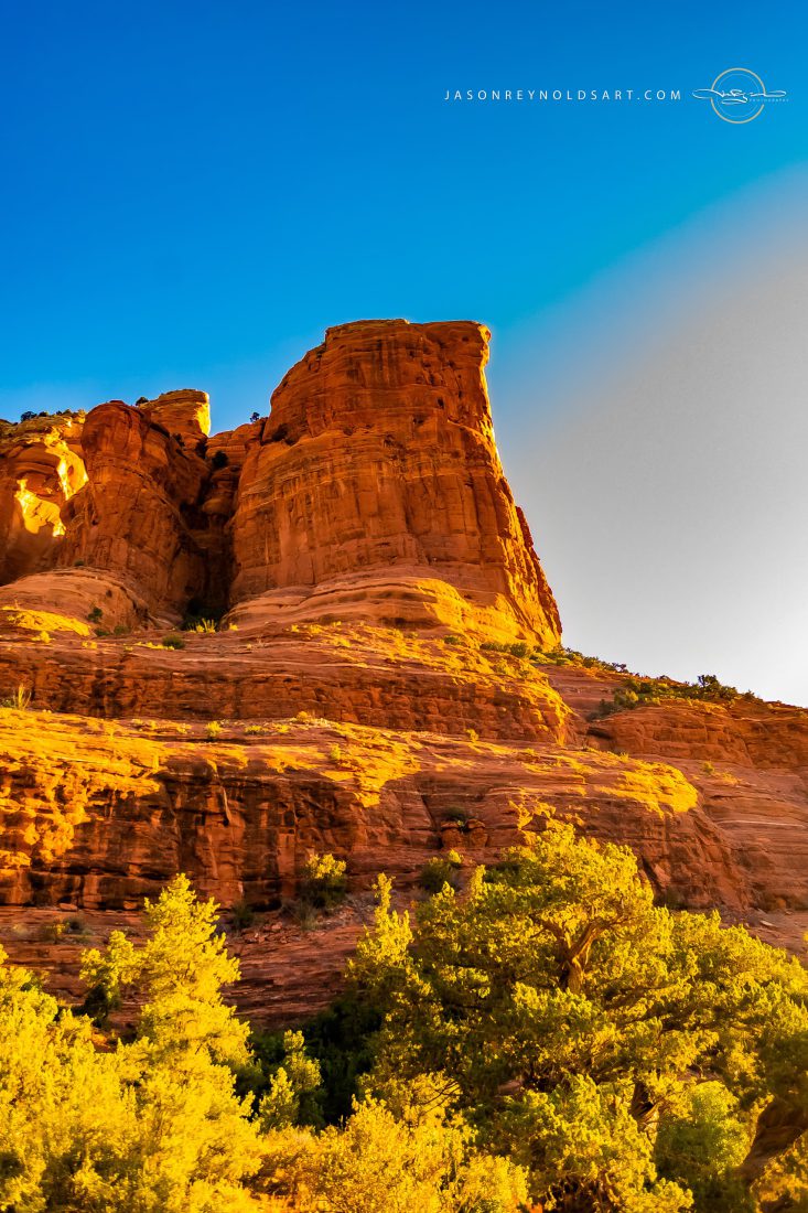Sedona Red Rock Cliff in Golden Light