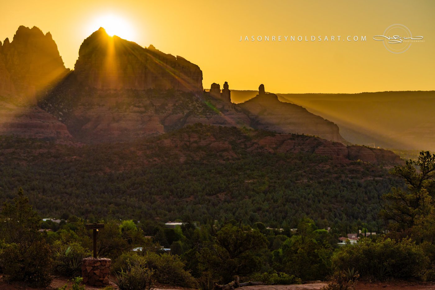 Sedona Sunburst Over Red Rock Buttes
