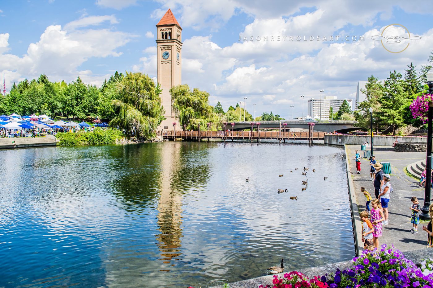Spokane Riverfront Park Clocktower and Waterfront Market