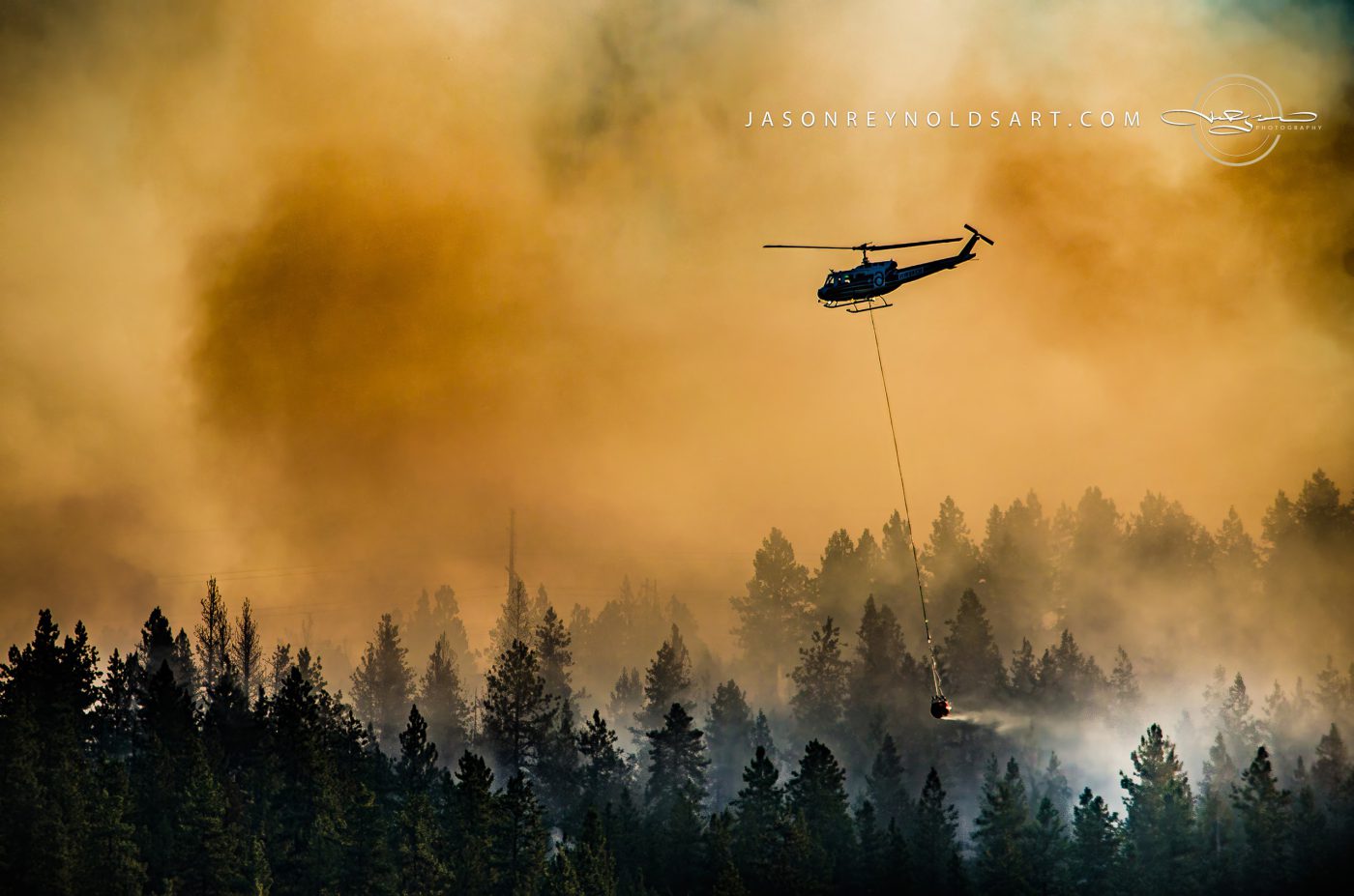 Spokane Valley — Helicopter Fighting Fire Over Millwood Pines