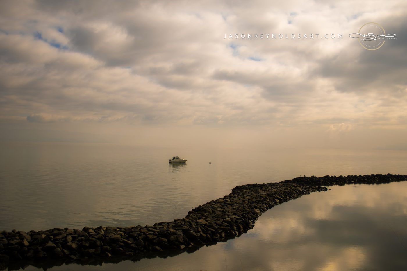 Tacoma — Curved Breakwater and Solitary Boat