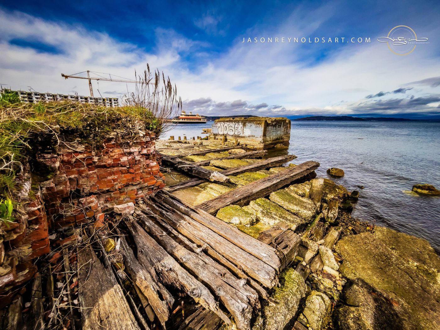 Tacoma North End Shoreline with Crumbling Pier