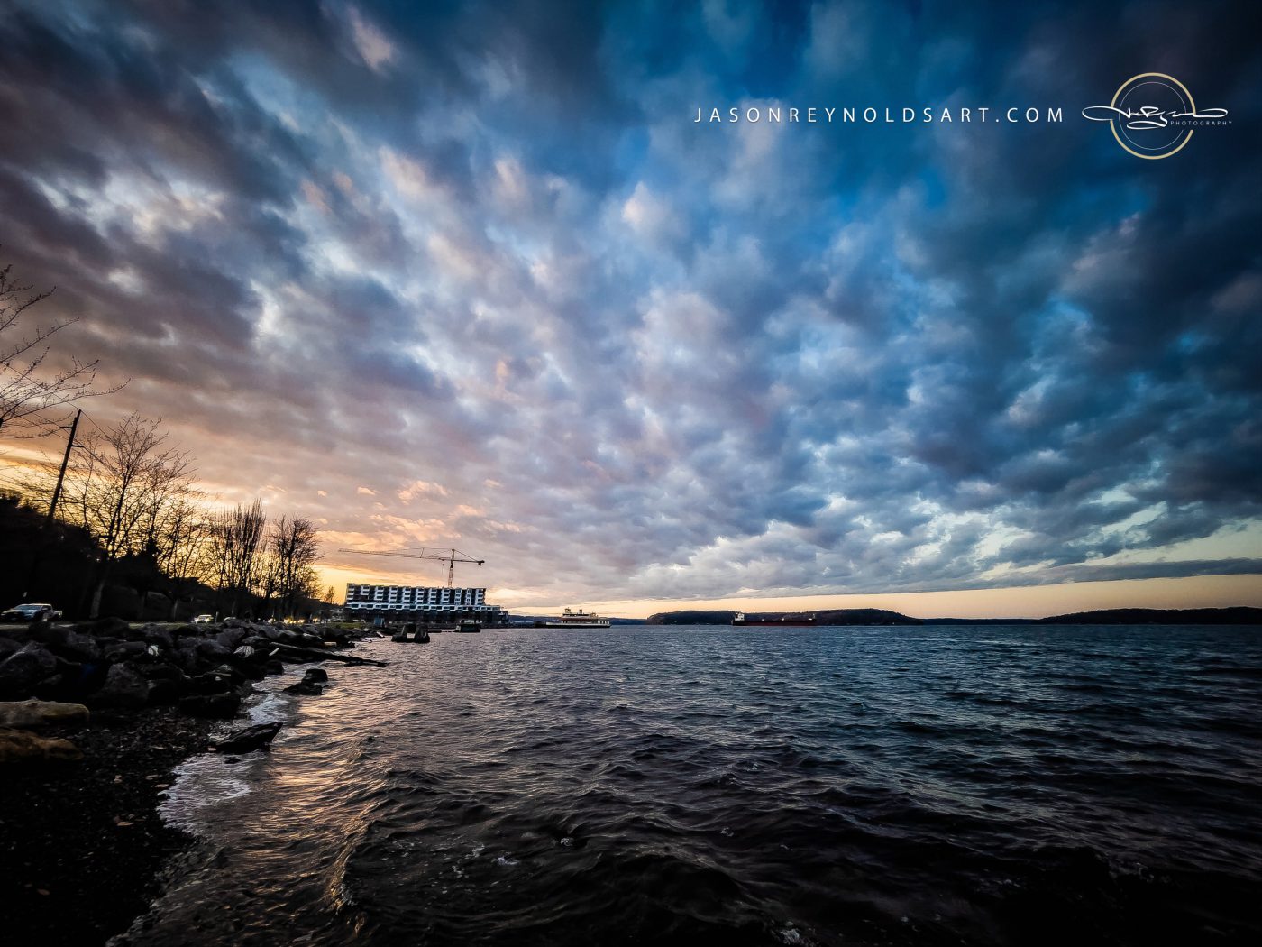 Tacoma North End Waterfront — Dramatic Sunset Cloudscape
