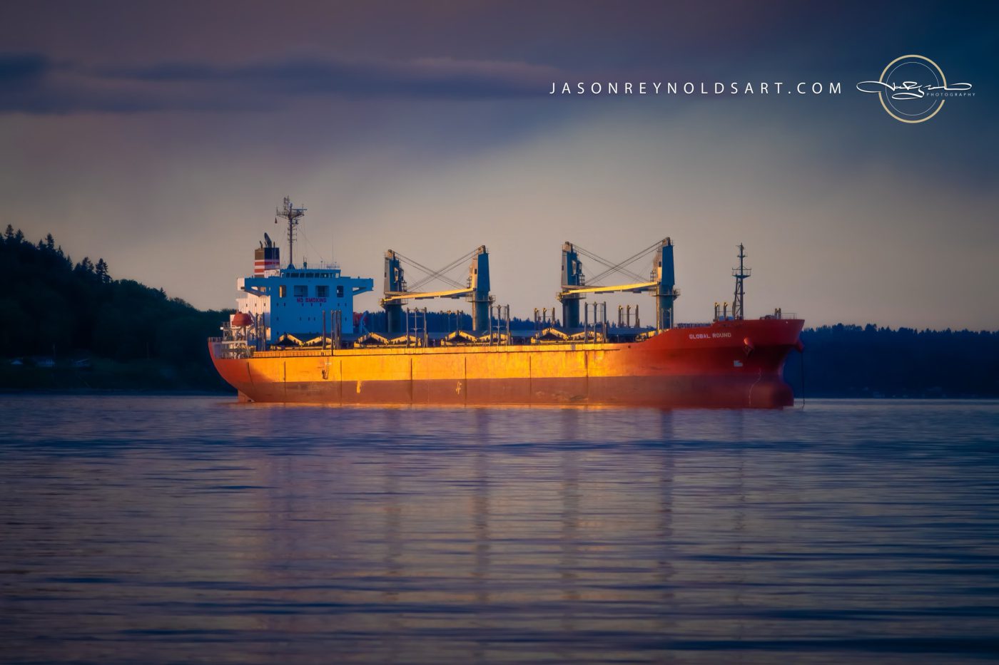 Tacoma: Red Bulk Carrier Anchored off Ruston