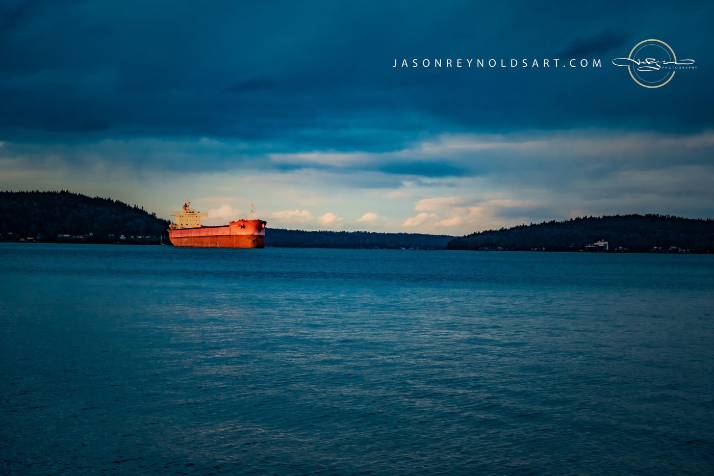 Tacoma — Red Cargo Ship Off Ruston