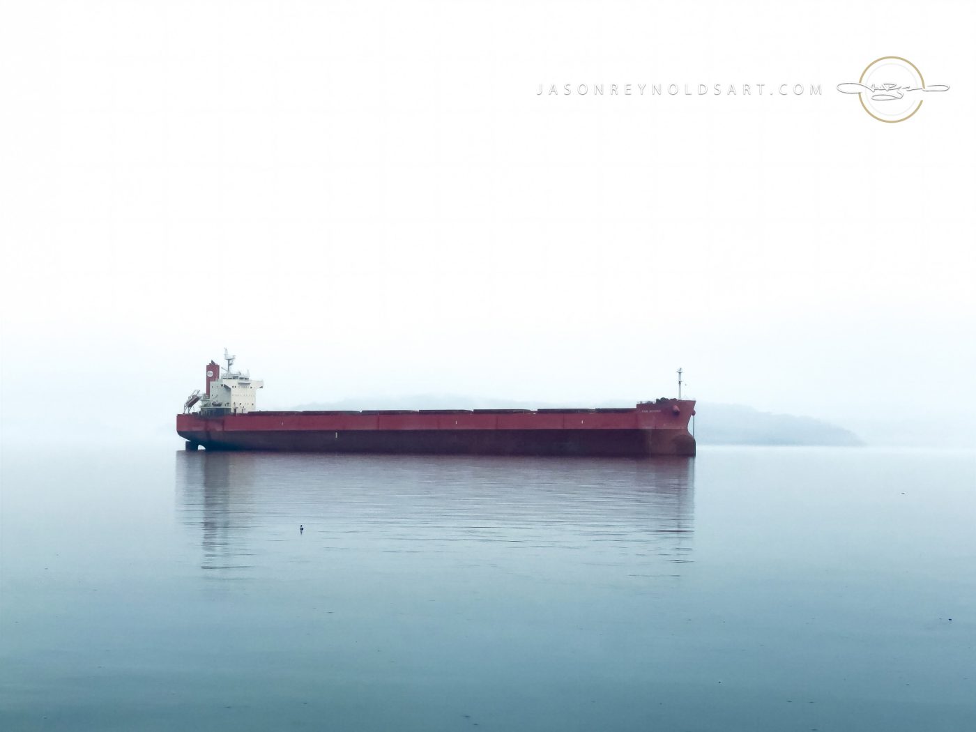 Tacoma: Red Cargo Ship on Calm Water