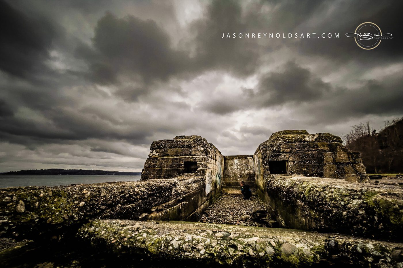Tacoma Ruston waterfront bunkers under storm sky