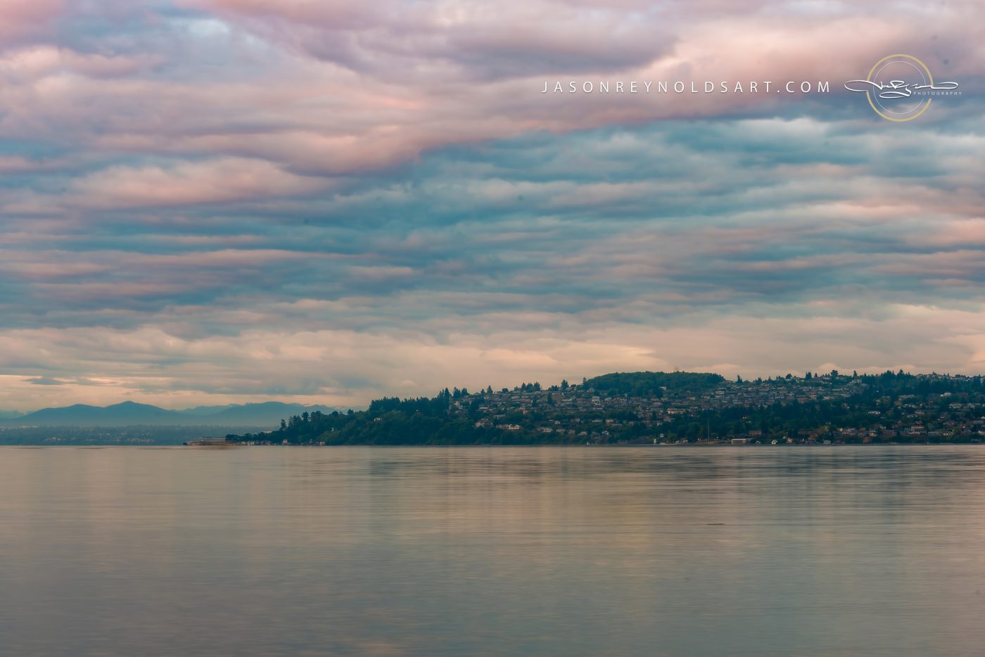 Tacoma Waterfront with Layered Cloud Reflections