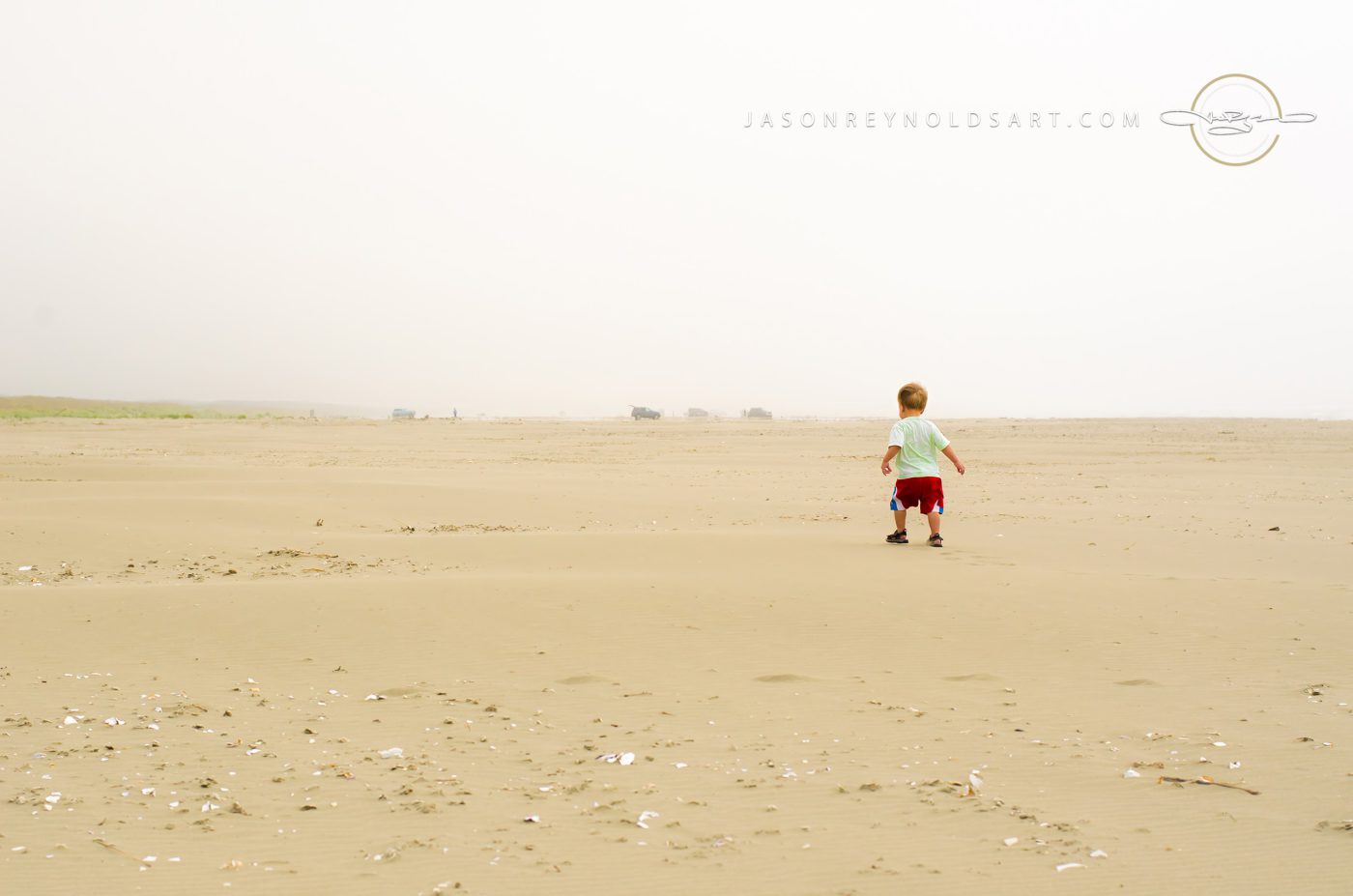 Toddler on the Wide Grayland Beach