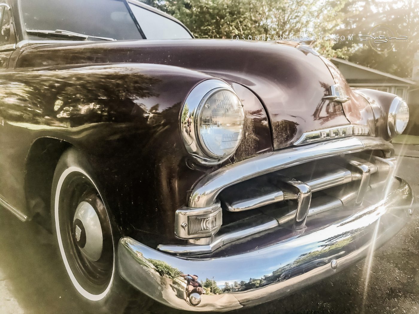 Vintage Plymouth Front Fender and Chrome Grille