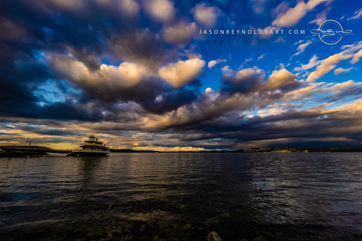 Washington West End — Ferry beneath a dramatic cloudscape